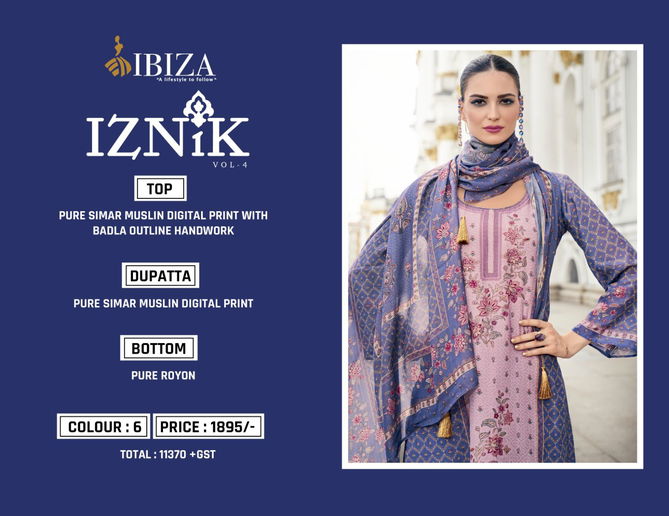 Iznik Vol 4 By Ibiza Simar Muslin Digital Printed Salwar Kameez Wholesale Shop In Surat